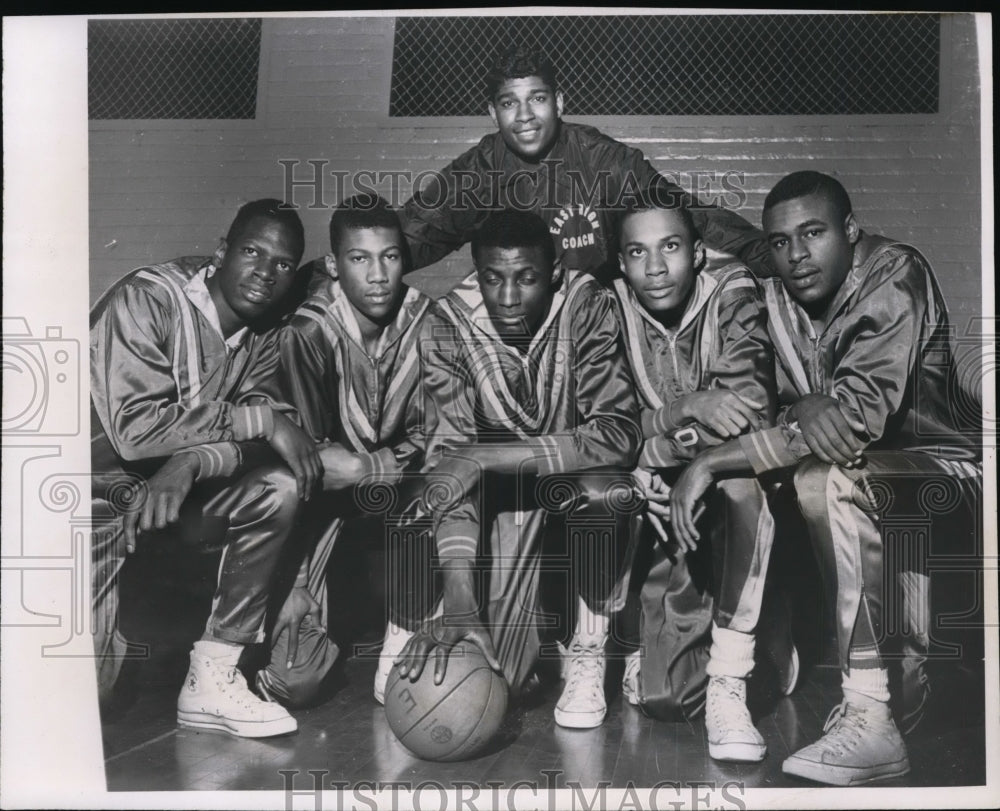 1968 Coach Chuck Lyons &amp; his Cleveland East Basketball starting five-Historic Images