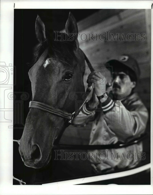 1987 Press Photo Demons Begone with ex-boy Michael Metcalf - cvb44949- Historic Images