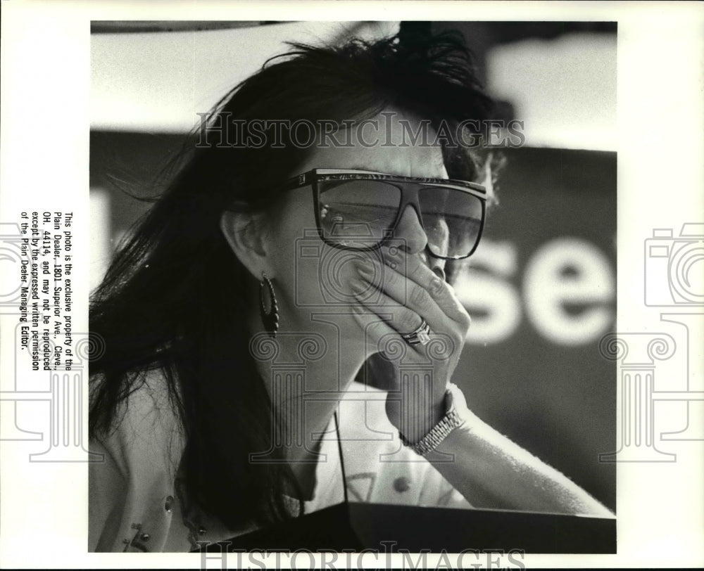 1988 Press Photo Debbie Rahal watches as her husband fades back - cvb45498 - Historic Images