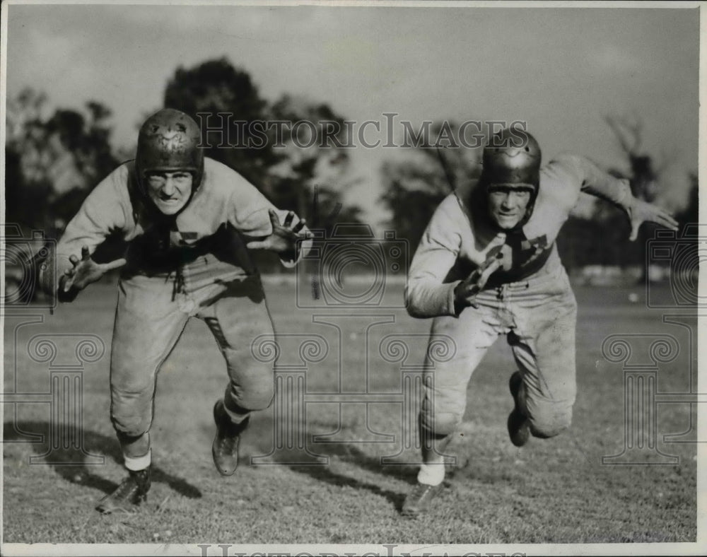 1938 Press Photo East High Tackles, Football, l to r; Johnny Gurak, Joe Sutphin-Historic Images