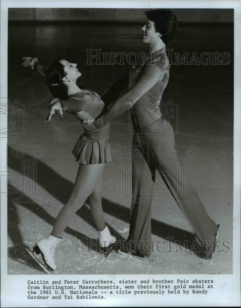 1981 Press Photo Caitlin and Peter Carruthers win first gold medal at Nationals. - Historic Images