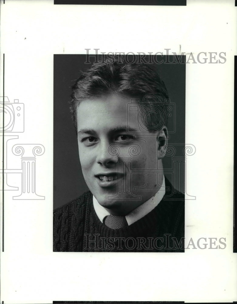 1990 Press Photo Bill Bauchens, Brooklyn High School, Hockey Team 18 years old- Historic Images