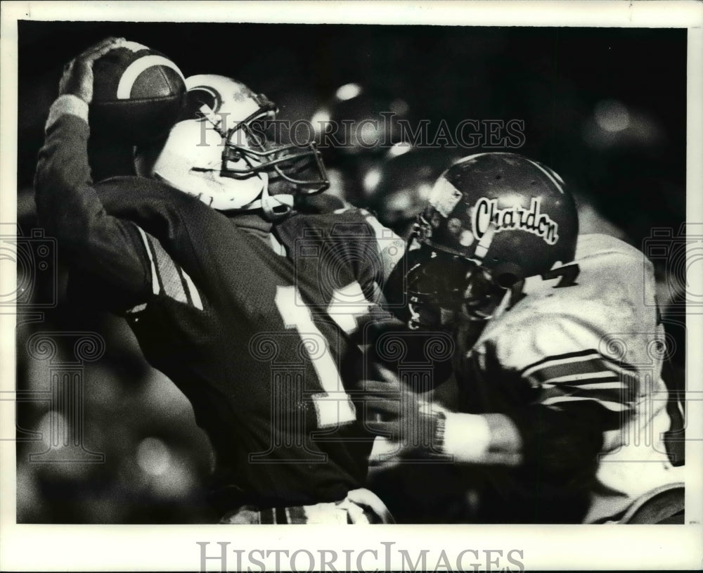1988 Press Photo St. Joseph QB Tony Miller is sacked in the 2nd quarter - Historic Images