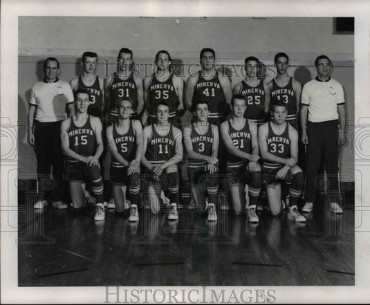 1961 Press Photo Minerva High School-Lions Basketball team members - cvb47456 - Historic Images