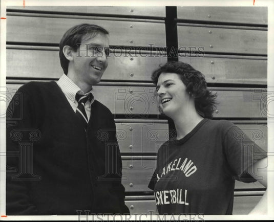1980 Press Photo Coach John Schick and Lori Kerver at Lakeland - cvb47589 - Historic Images