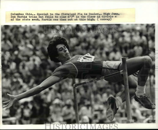 Press Photo High Jump, Dan Martin tries byt fails to clar 6'7 in the Clas AA Div - Historic Images