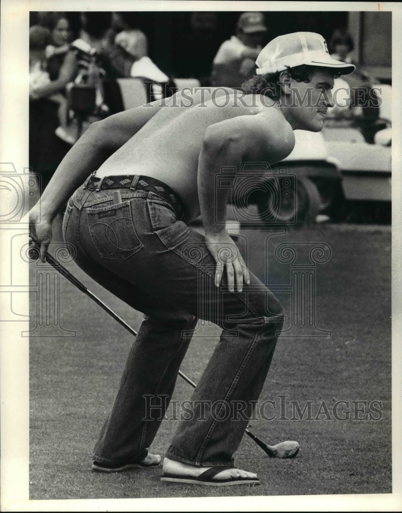1981 Press Photo Joe Charboneau on his tee shot at Lander Haven country club- Historic Images