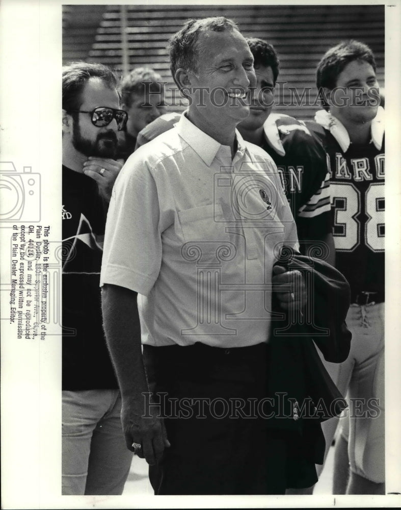 1988 Press Photo Coach Jerry Faust University of Akron football - cvb48678- Historic Images