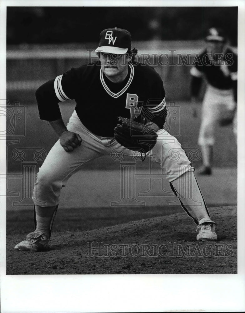 1986 Press Photo Baldwin Wallace winning baseball pitcher Dean Obrock - Historic Images