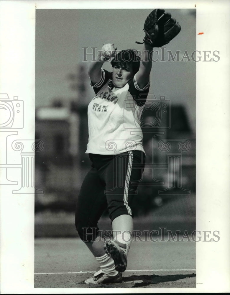 1990 Press Photo CSU women softball player Pat Young - cvb48799 - Historic Images