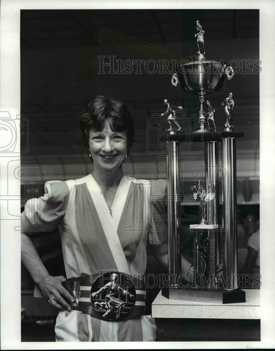 1987 Press Photo I Beat the Champ. Terri McConihay, 1987 Womans Champ - Historic Images