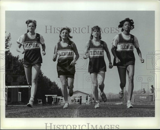 Press Photo Four running girls of Glenoak - cvb49783 - Historic Images