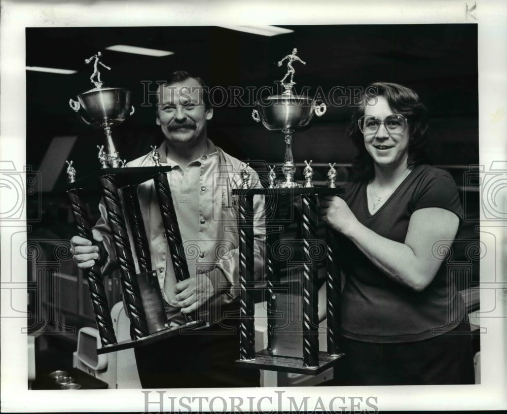 1986 Press Photo PD Beat the Champ Winners. Jim Winkler and Linda Pierce - Historic Images