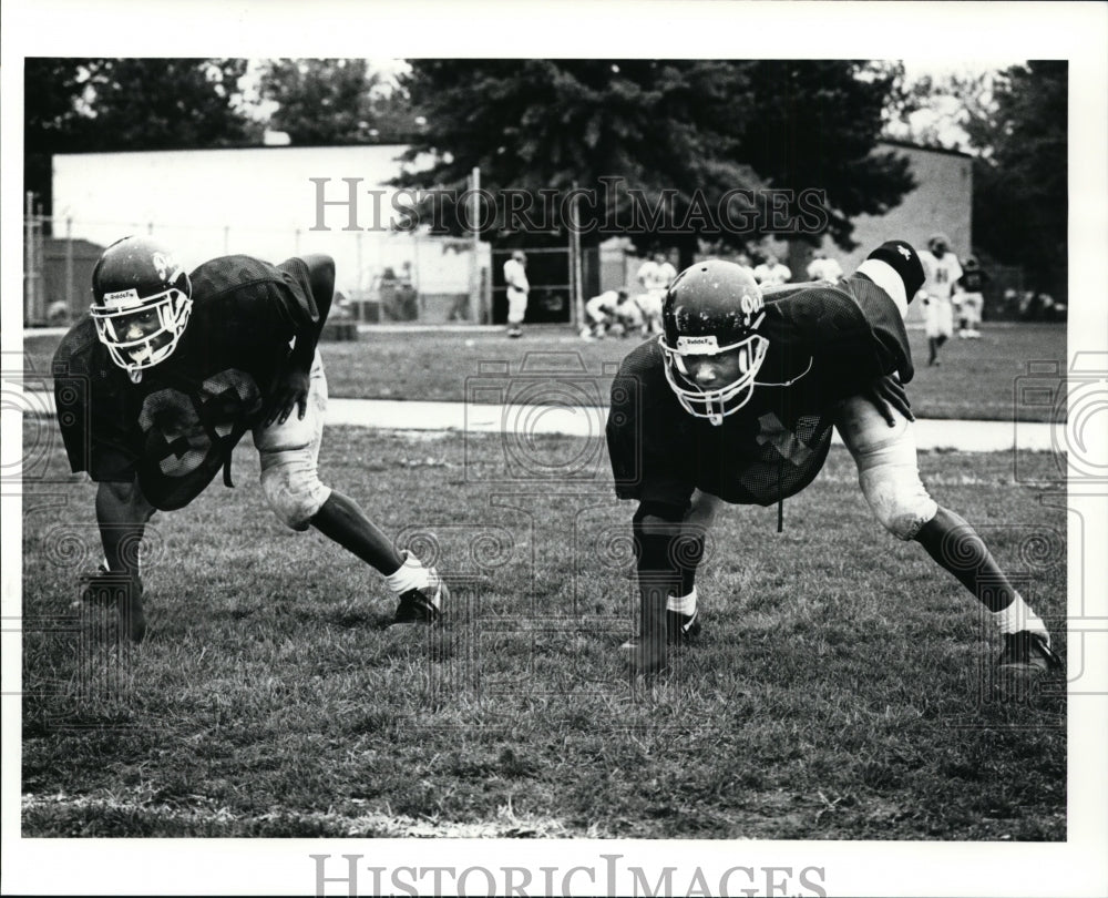 1991 Press Photo Euclid High School football running backsJernigan an