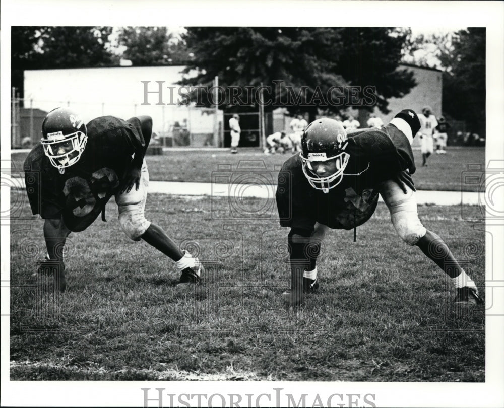 1991 Press Photo Euclid High School football running backs-Jernigan and Pearson - Historic Images