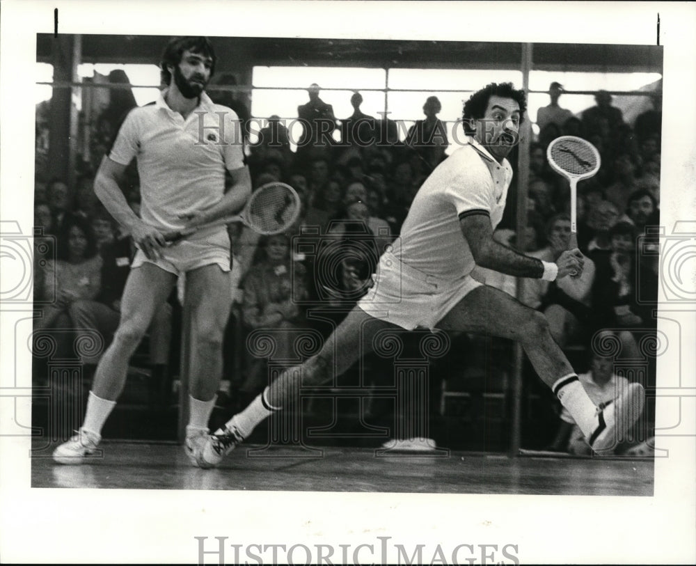 1982 Press PhotoMichael Desaulneers & Shary Khan on North American Squash Finals - Historic Images