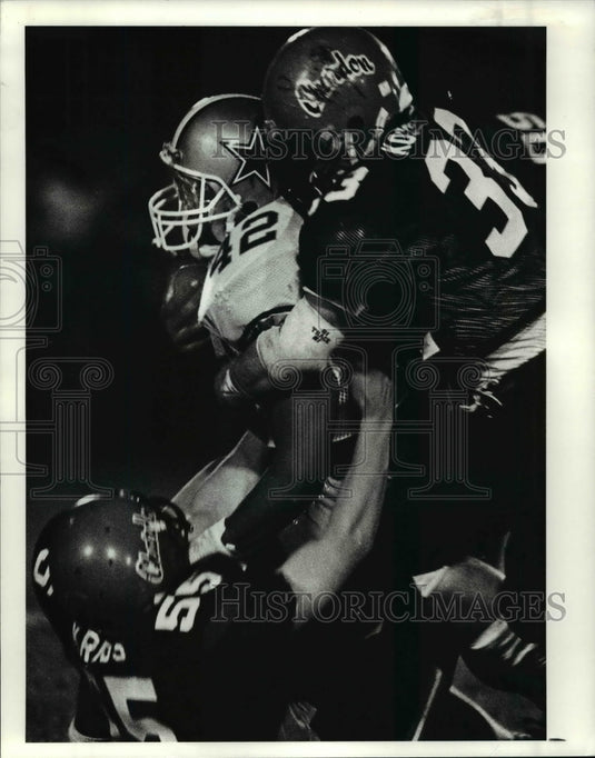 Press Photo John Krebs tackles, Calvin Long and Chuck Kostrab - cvb53481- Historic Images