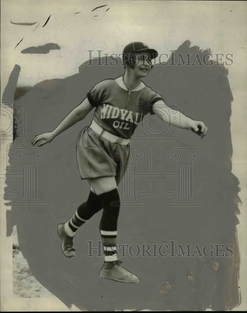 1931 Press Photo Evy Podosca, Pitcher, Midvale Oil - cvb53582- Historic Images