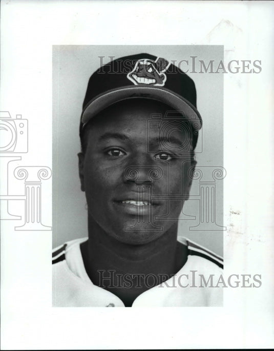 Press Photo Mel Hall, Cleveland Indians - cvb53879- Historic Images