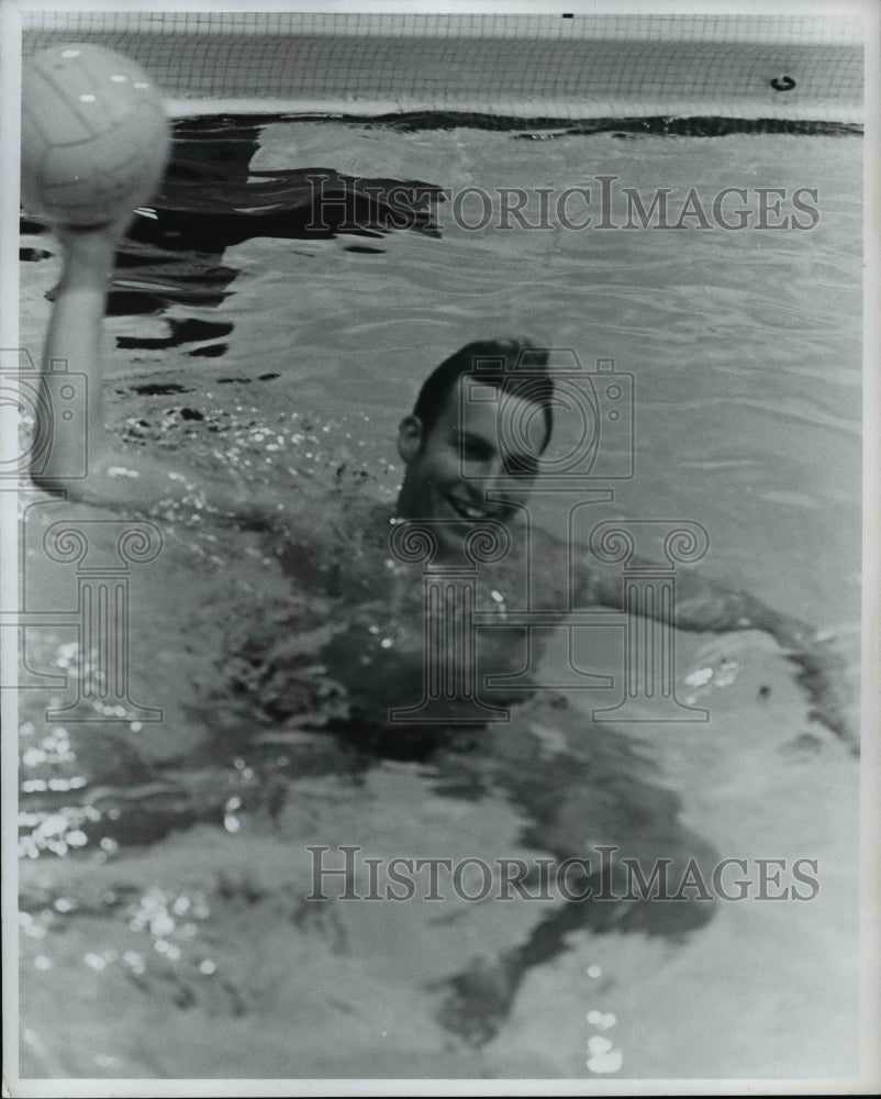 Press Photo Man in swimming pool with volleyball - cvb55729 - Historic Images