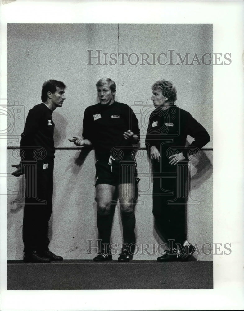 1989 Press Photo Crunch Coaches l to r: Joe Radoka, Kai Haaskivi & Stewart Jump - Historic Images