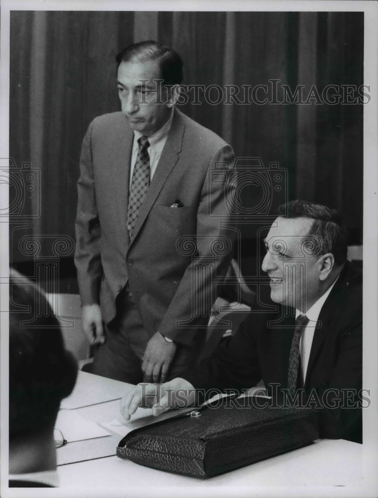 1968 Alva T. Bonda &amp; Mike Zone at Board Ethics Hearing-Historic Images