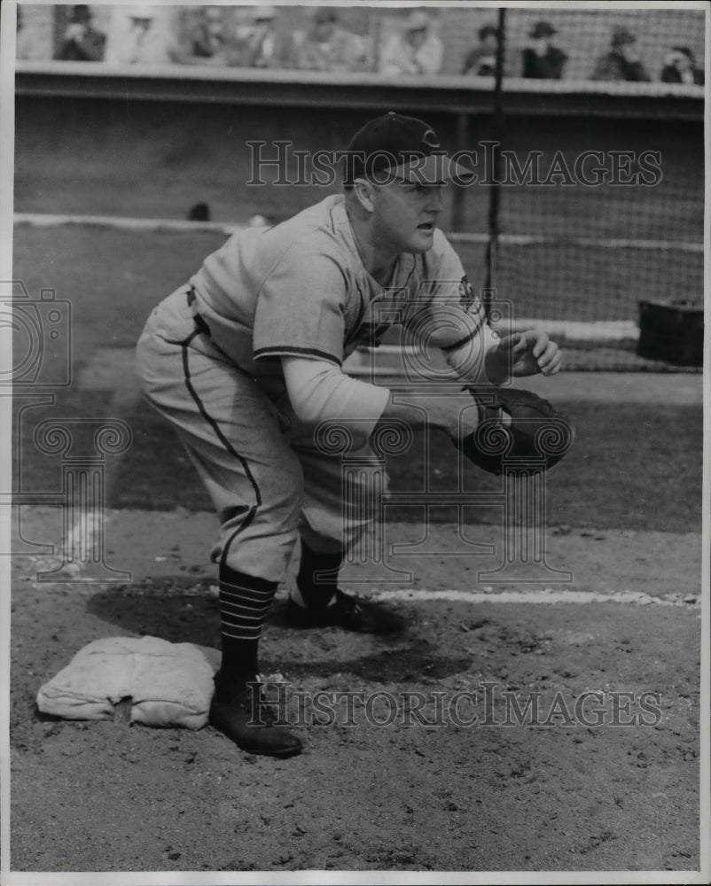 1948 Press Photo Cleveland Indians first baseman-Elbie Fletcher - Historic Images