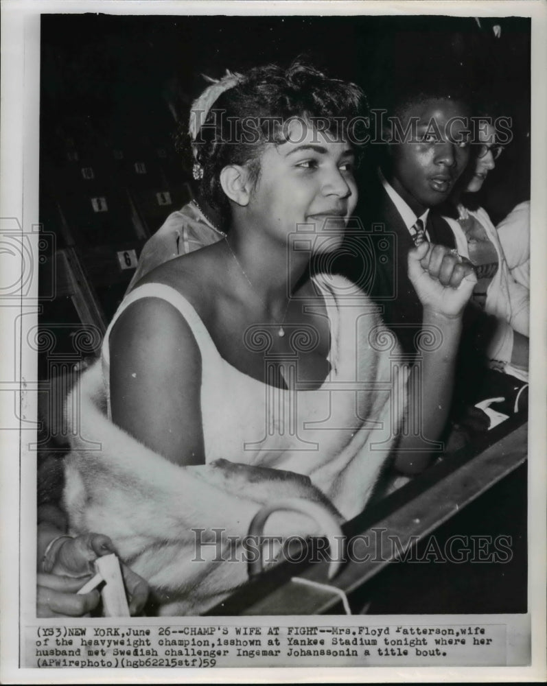 1959 Press Photo Mrs. Floyd Patterson during a boxing fight - cvb58944 - Historic Images