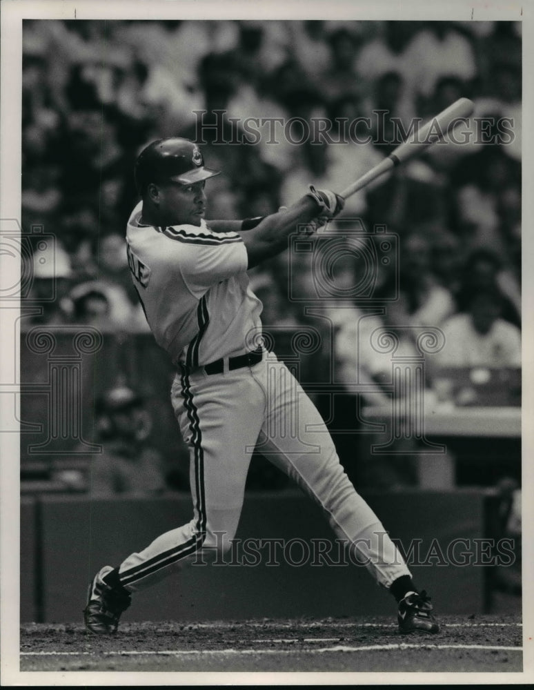 1991 Press Photo Bell Hits 2 run double. - cvb59104 - Historic Images