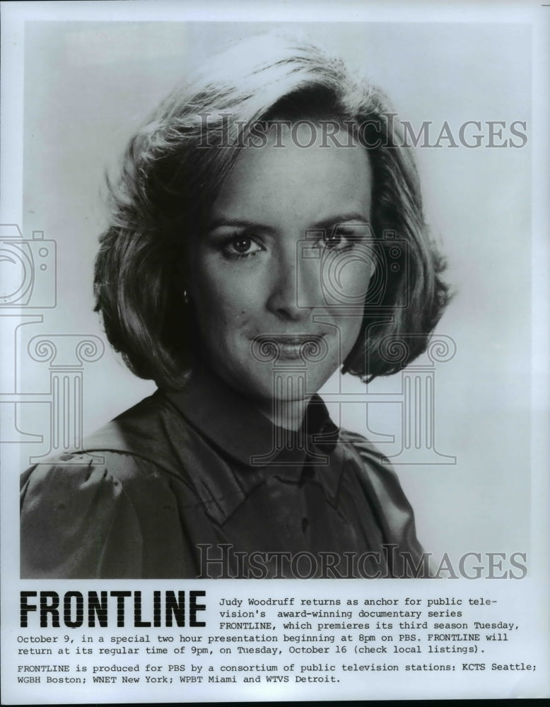 Press Photo: Judy Woodruff returns as anchor for Frontline on public television - Historic Images