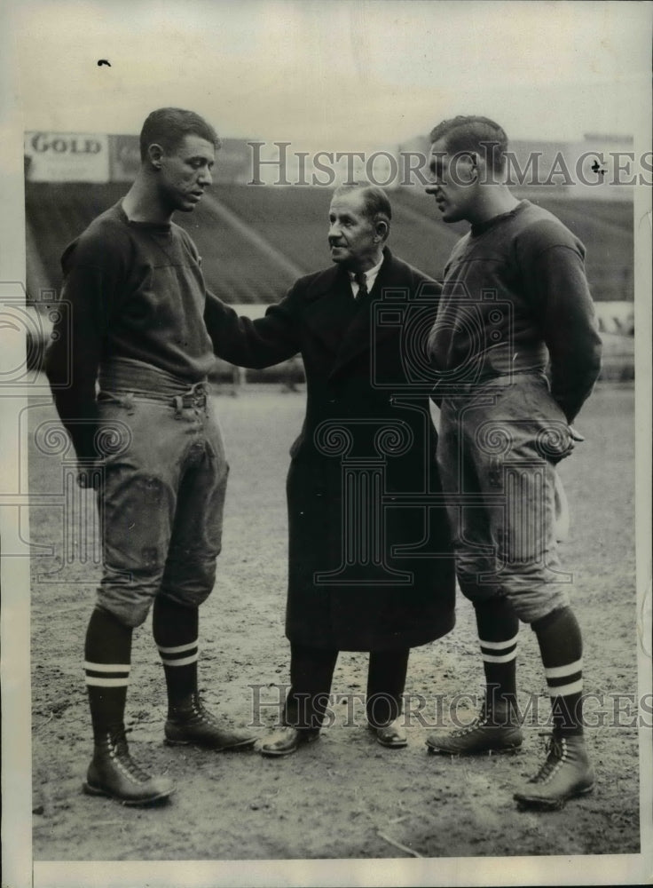1930 Press Photo Leonard Macaluso, Coach Andy Kerr and Captain Les Hart - Historic Images