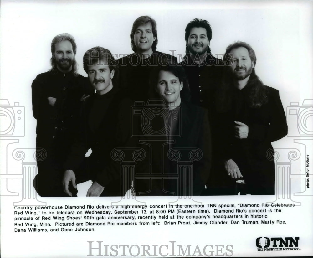 1995 Press Photo Diamond Rio, Prout, Olander, Truman, Roe, Williams, Johnson - Historic Images