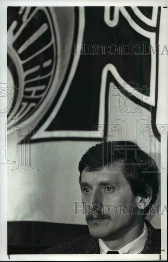 Press Photo Sitting in front of the Force flag - cvb60880 - Historic Images