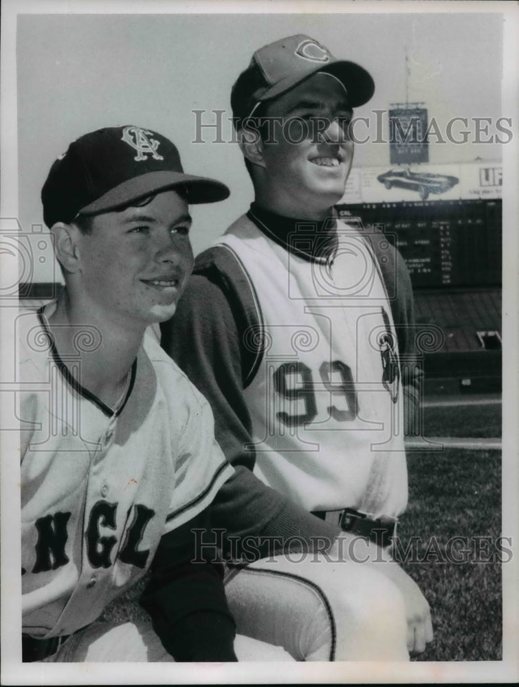 1968 Jim Bravly and Jeff Rice, bat boys for Indians and Angels.-Historic Images