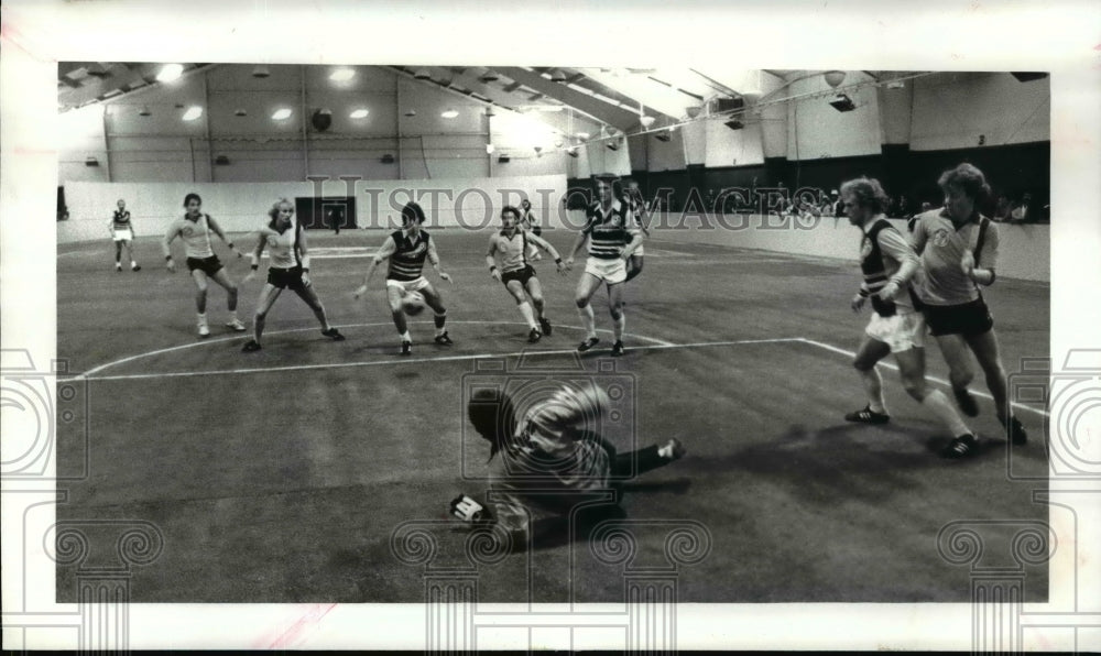 1981 Press Photo Force Spirit soccer from behind Spirit goal - cvb61685 - Historic Images