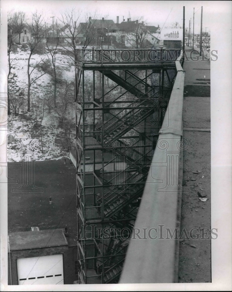 1970, Harvard Denison Bridge stairway closed. - cvb62881 - Historic Images