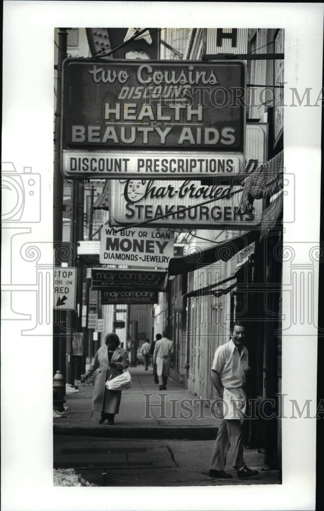 1987 Press Photo Prospect Ave looking west from East 4th St. - cvb63006 - Historic Images