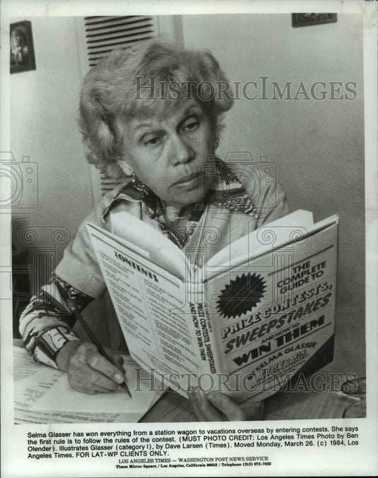 1984 Press Photo Selma Glasser has won a  station wagon & vacation from contests - Historic Images