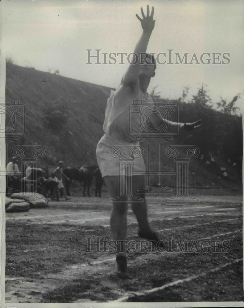 1930 Press Photo Barl Schlick tossing shot put 38-6&quot; - cvb65133 - Historic Images