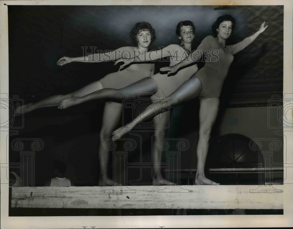 1960 3 contestants in Swiss American national gymnastic championship-Historic Images