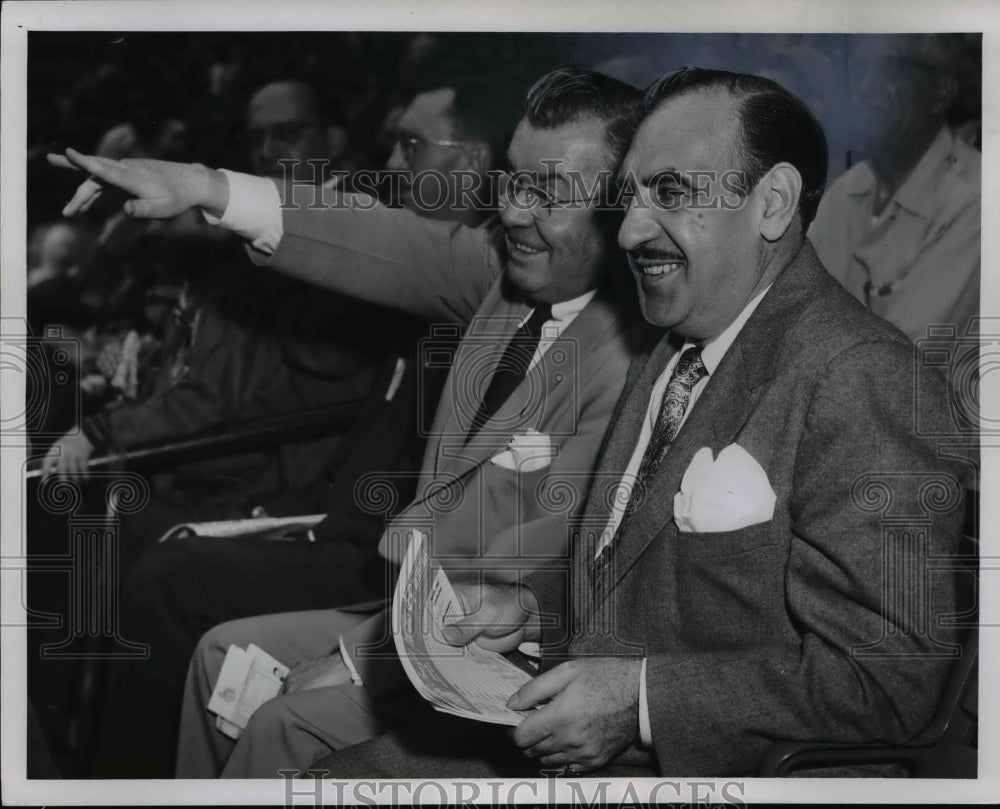 1954 Press Photo Barke and Celebrezze-3rd game series - cvb65650 - Historic Images