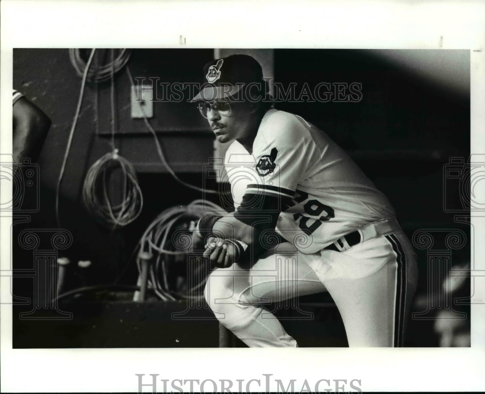 1987 Press Photo Indians baseball player-Thornton - cvb65761-Historic Images