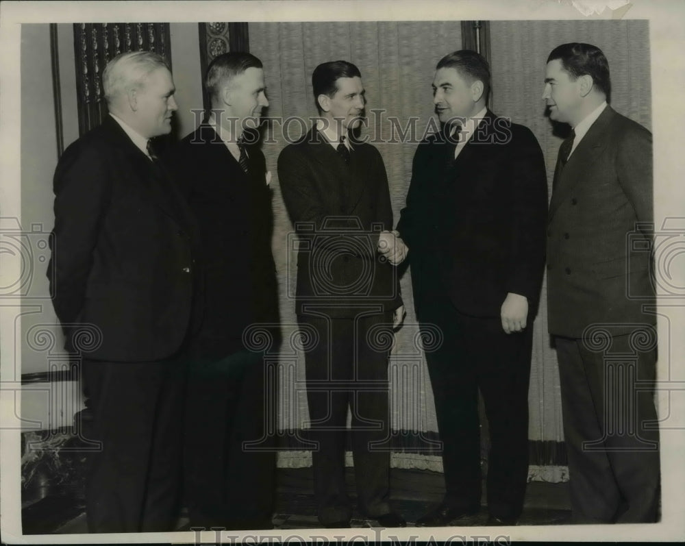 1935 Press Photo L-R: Jim Kelly, Clark Shaunessy, Elmer Layden &amp; Noble Kiser - Historic Images