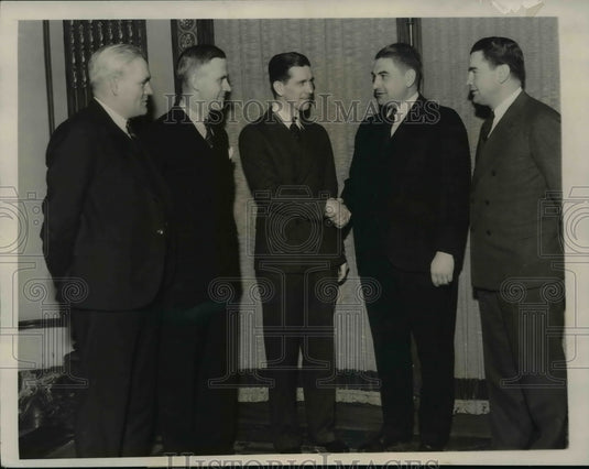 1935 Press Photo L-R: Jim Kelly, Clark Shaunessy, Elmer Layden & Noble Kiser - Historic Images
