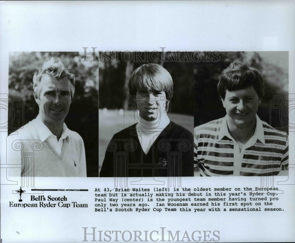 Press Photo European Ryder Cup Team, Brian Waites, Paul Way and Ian Woosnam- Historic Images