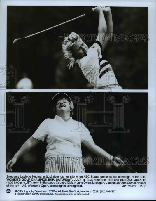 1989 Press Photo: Sweden's Liselotte Neumann defends her golf title in Michigan - Historic Images