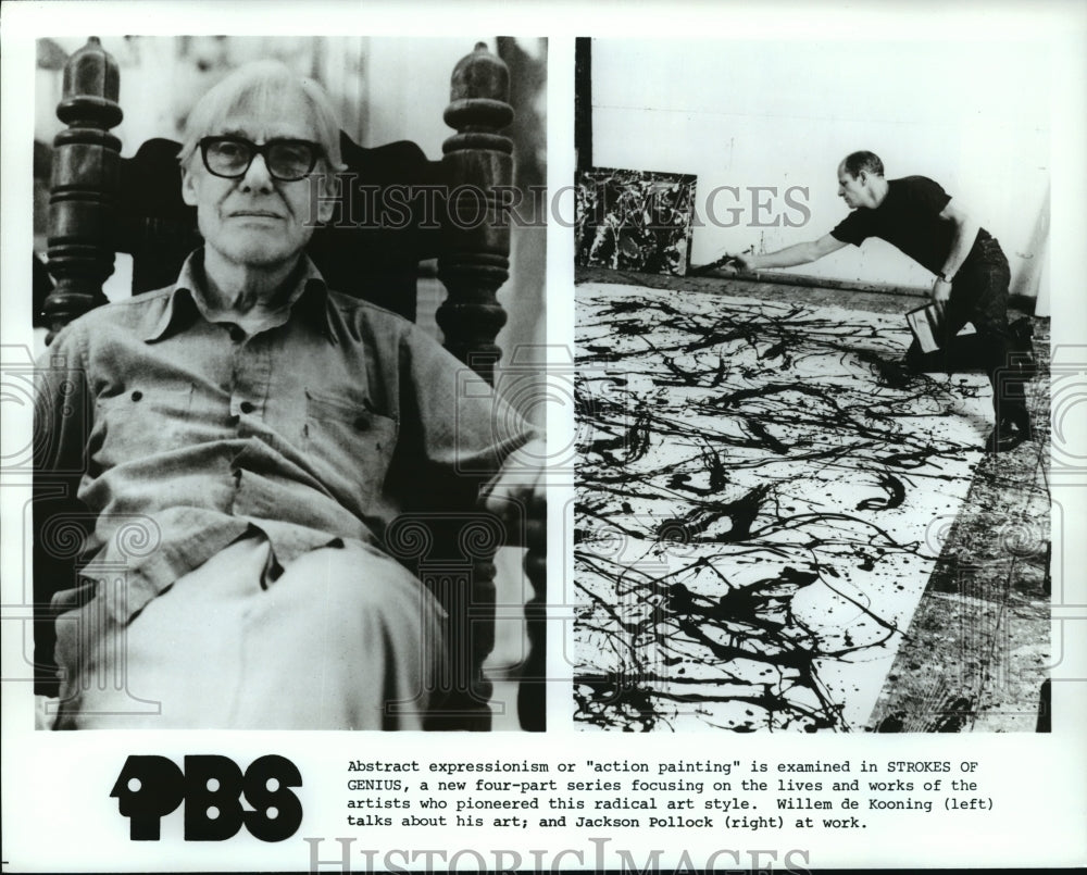 Press Photo Artist William de Kooning talks about his abstract art - Historic Images