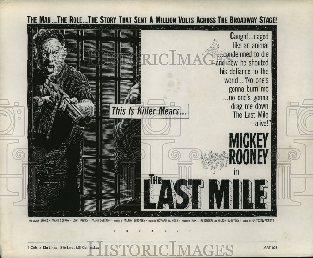 Press Photo Mickey Rooney in The Last Mile - Historic Images