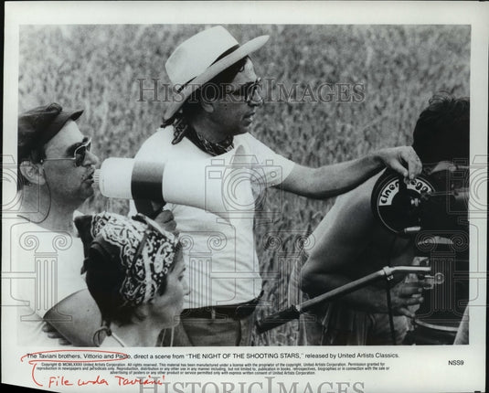 1987 Press Photo Vittorio & Paolo Taviani Shoot The Night of the Shooting Stars - Historic Images