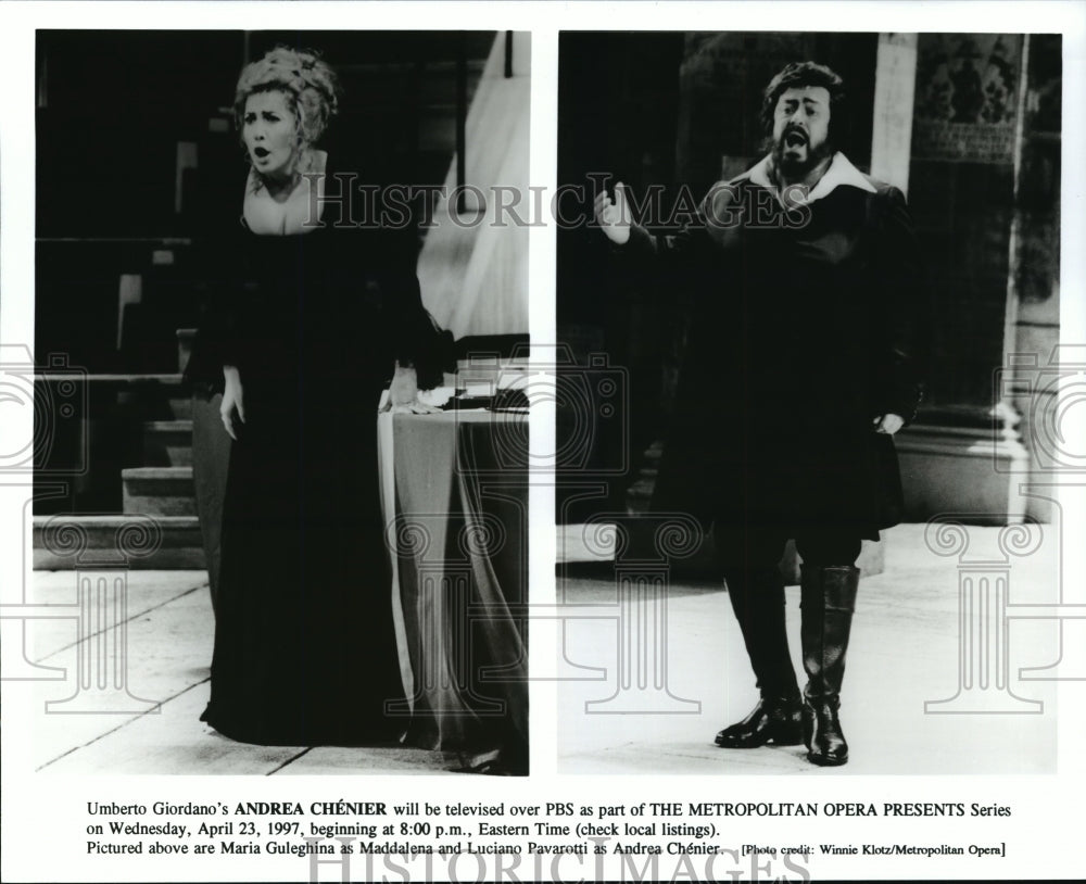 Press Photo Maria Guleghina and Luciano Pavarotti in Andrea Chenier - Historic Images